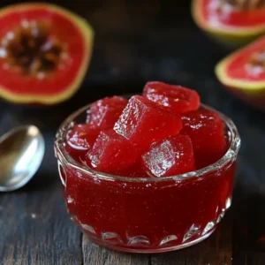 Homemade guava paste: a smooth, sweet, and tangy treat made from ripe guavas, perfect for desserts or snacks.