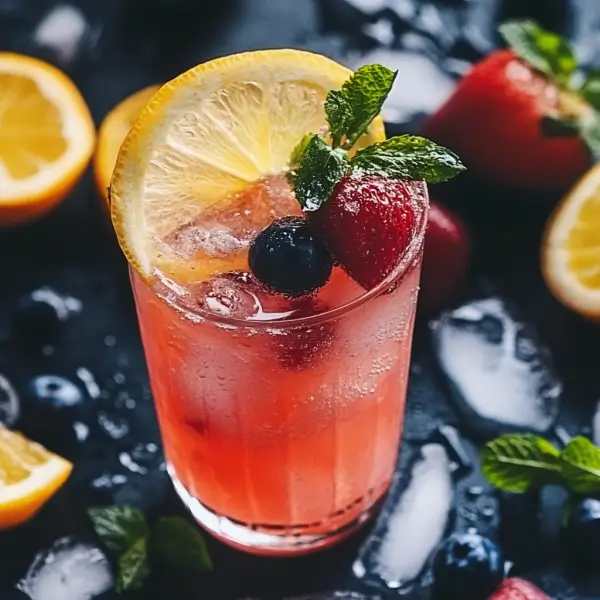 Serving sugar-free mocktails in elegant glasses, garnished with fresh mint leaves, citrus slices, and colorful fruit, placed on a wooden tray.