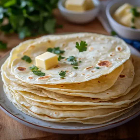 Soft and flavorful homemade tortillas made with butter, perfect for wraps or tacos.